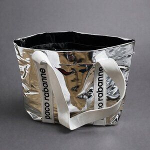 Paco Rabanne X SeaTrees Space Age Silver tote Bag chrome look